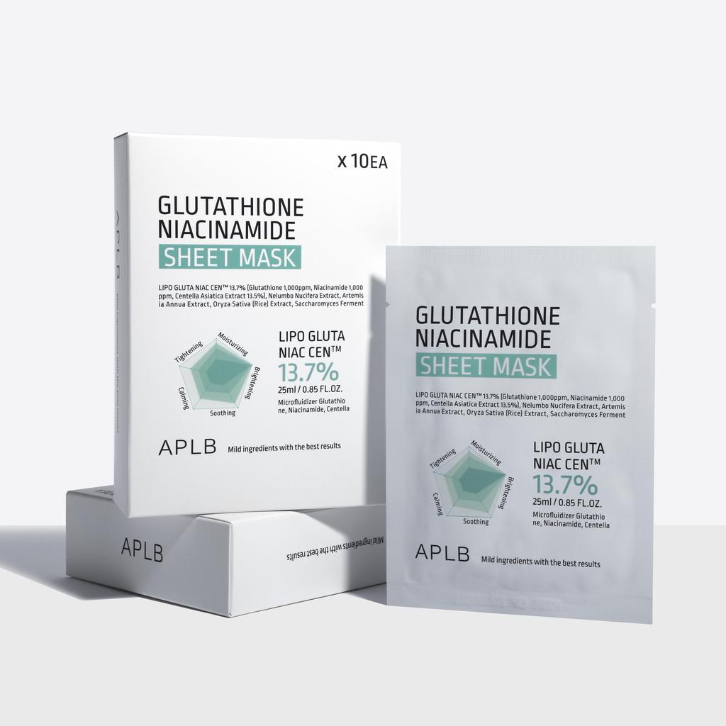 aplb glutathione sheet mask Niacinamide 10pcs promoting overall skin comfort APLB - Glutathione Niacinamide Sheet
